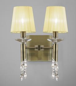 Tiffany Antique Brass-Cream Crystal Wall Lights Mantra Shaded Wall Lights